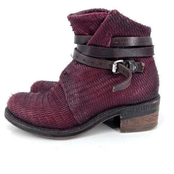 A.S.98 Airstep Avant Garde leather ankle boots red burgundy‎ maroon - Picture 4 of 13